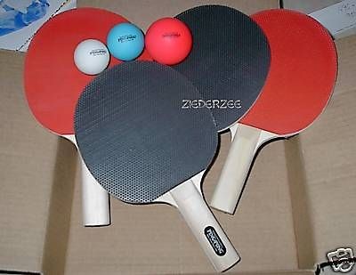 ping pong Brand 3 paddles pack 3 ball set NIB rackets