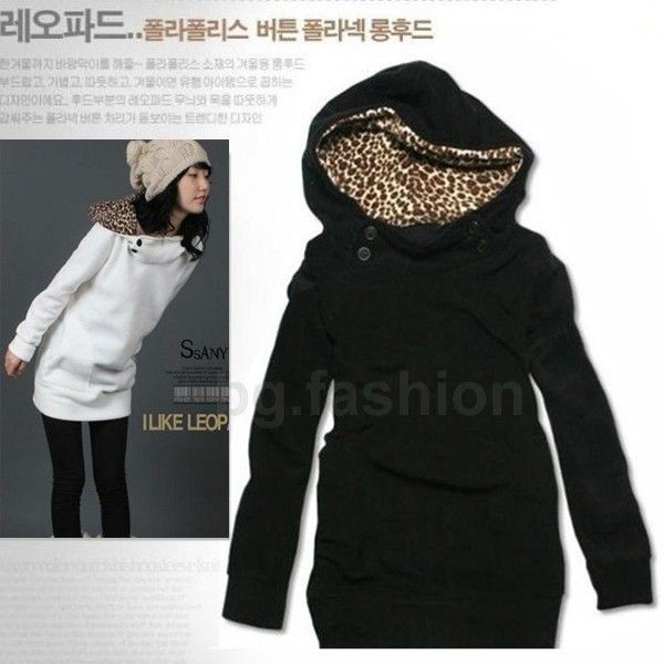 Fashion Womens Hoodie Leopard Sweatshirt Top Autumn Outerwear Parka 