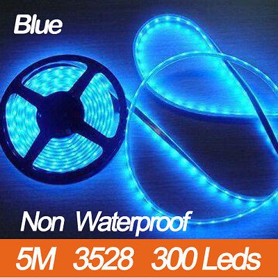   Blue 3528 5M 300 Leds SMD Flexible Strip Strings Lights 60Leds/M 12V