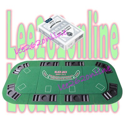   /Craps/BlackjackFolding Table Top Green + Plastic Playing Card Silver