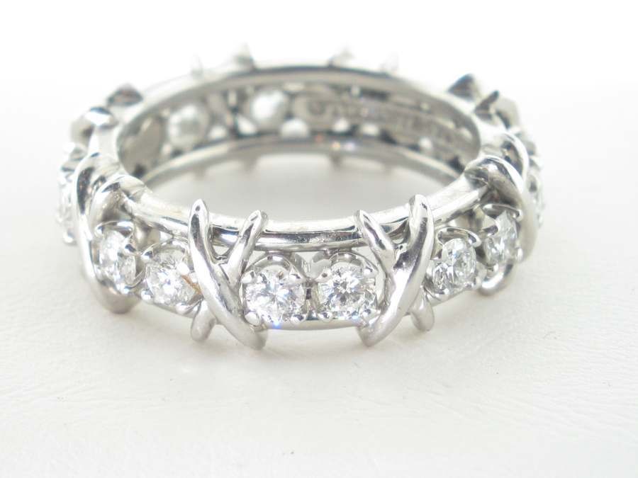   & Co Jean Schlumberger 16 Stone Diamond and Platinum Ring Sz 6.5