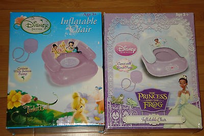 Disney Inflatable Kids Chair Princess & The Frog & Tinker Bell Comes w 