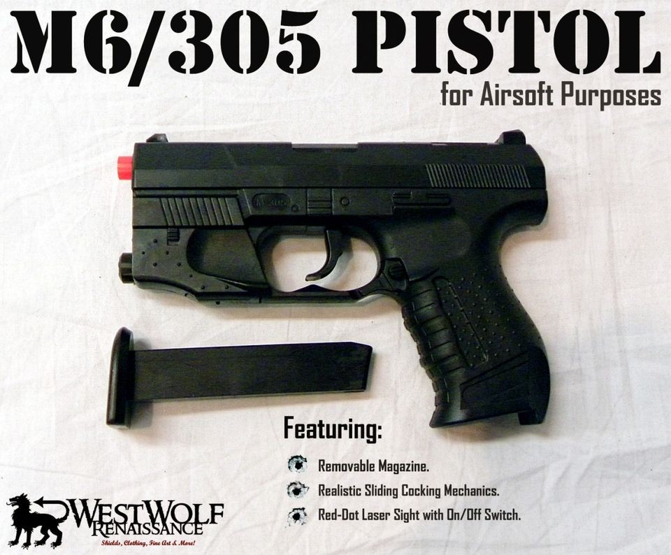 NEW U.S. M6/M305 Military Airsoft Pistol/Gun + Laser & Flashlights 