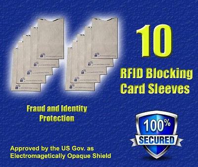 10 Credit Card RFID blocking sleeve Protectors