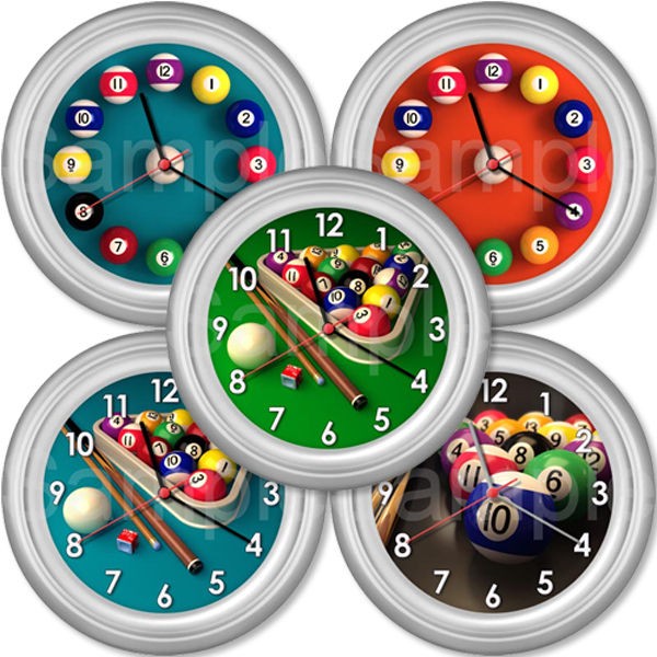 PERSONALISED POOL TABLE 8 BALL BILLIARDS GAMES ROOM WALL CLOCK