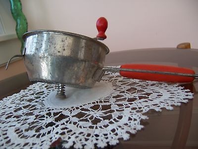 ANTIQUE / VINTAGE FOLEY FOOD MILL TOMATO APPLESAUCE GRINDER RED HANDLE 