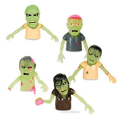 Glow Finger Zombies Finger Puppets Silly Gross Weird Set of 5 Puppets