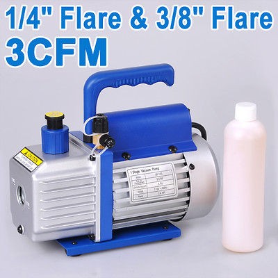   Rotary Vane 3CFM Vacuum Pump 1400PRM Refrigerant HVAC AC Tool Freon