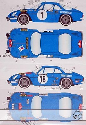 ST27 RENAULT ALPINE A110 MC 72 73 DECAL for TAMIYA 1/24