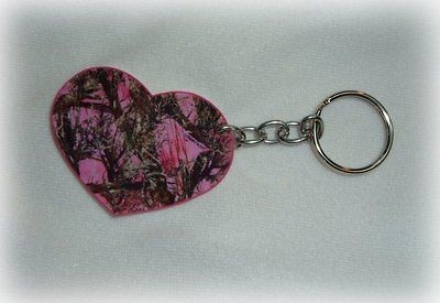   breakup real tree camo heart key chain ring pink redneck prom wedding