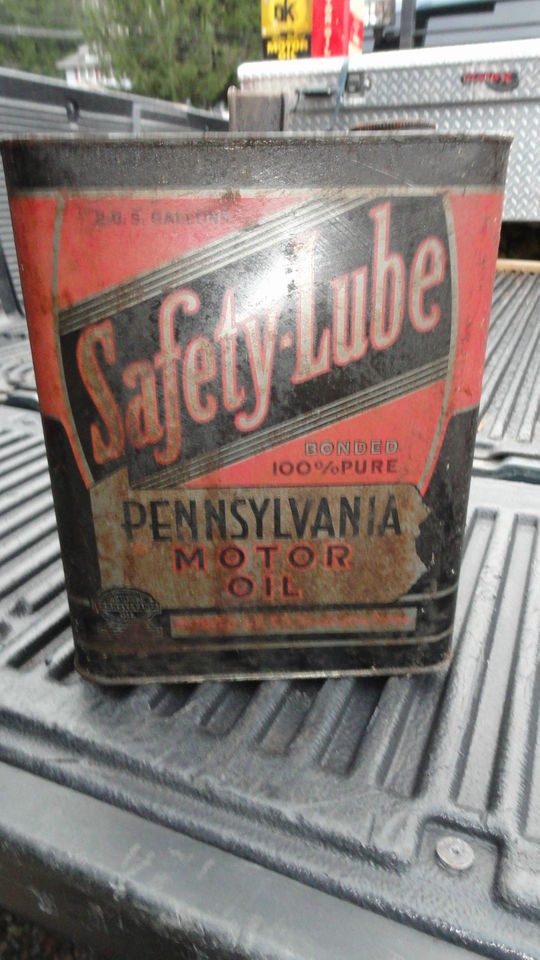 SAFETY LUBE SAFETYLUBE MOTOR OIL 2 GALLON CAN TIN METAL