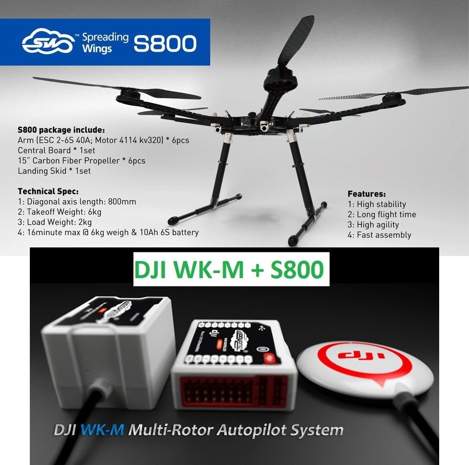   Hexa Copter + DJI Wookong M Autopilot Controller GPS Combo   In stock