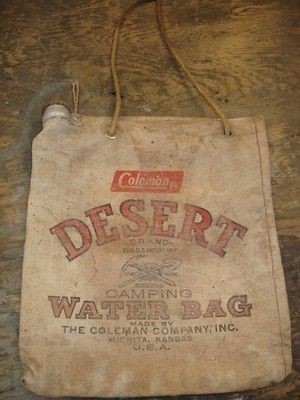 VINTAGE COLEMAN DESERT WATER BAG RADIATOR CAR TRUCK CANVAS USA CLASSIC 