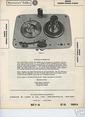 Zenith S14023 S14026 Record Changers  Sams Photofact