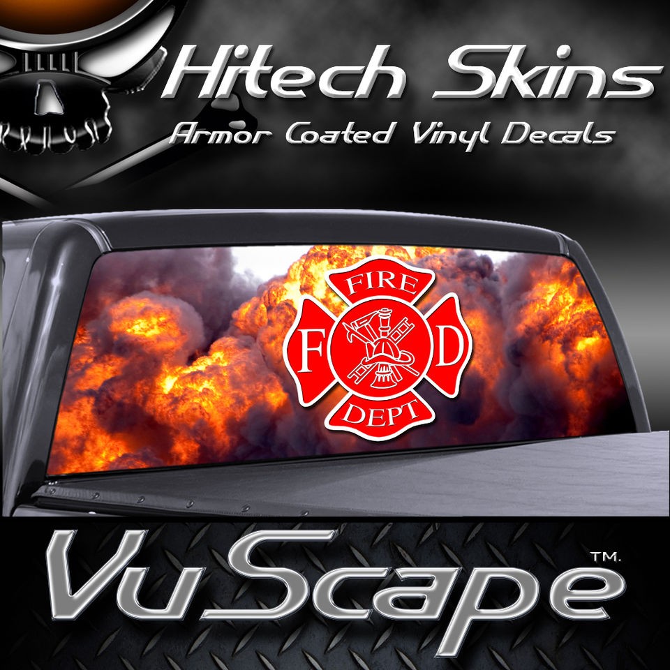 Vuscape Truck Rear Window Graphic   FIRE FIGHTER 6