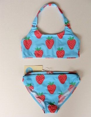 MINI BODEN Strawberry BIKINI Swimsuit 9 10 11 12 13 14 Aqua 2 piece 