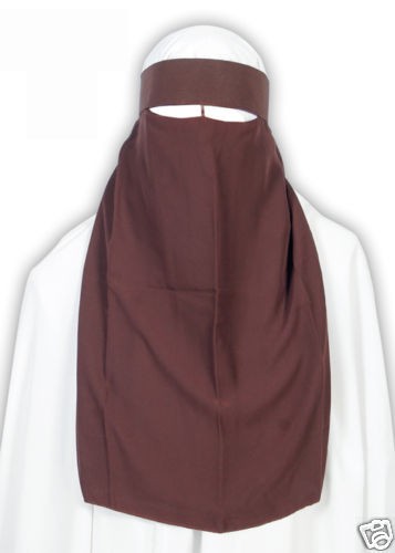 Brown 1 layer Niqab veil burqa face cover Hijab Abaya