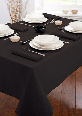 BLACK RESTAURANT WEDDING LINEN TABLE CLOTH POLY 52 x 114