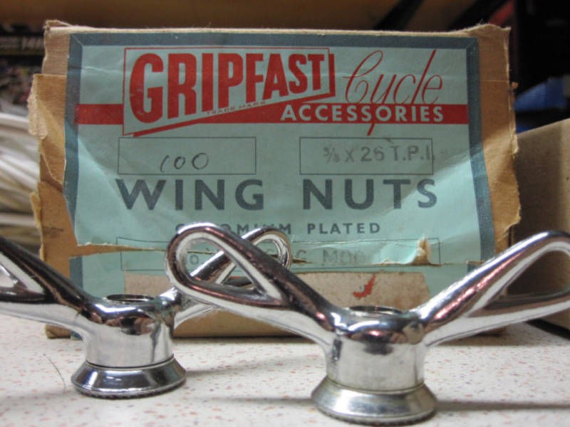 GRIPFAST VINTAGE BIKE BICYCLE HUB WING NUTS ENGLAND NOS