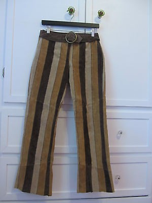 WILSONS MAXIMA BEIGE/TAN/BROW​N STRIPED SUEDE BOOT CUT PANTS W BELT 