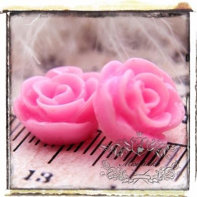 PCS X 10mm Small Pink Rose Resin Flat Back Cabochon Decoden Craft 