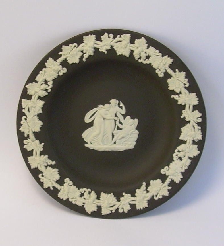 Wedgwood Cupid Asleep White on Black Jasper Sweet Dish