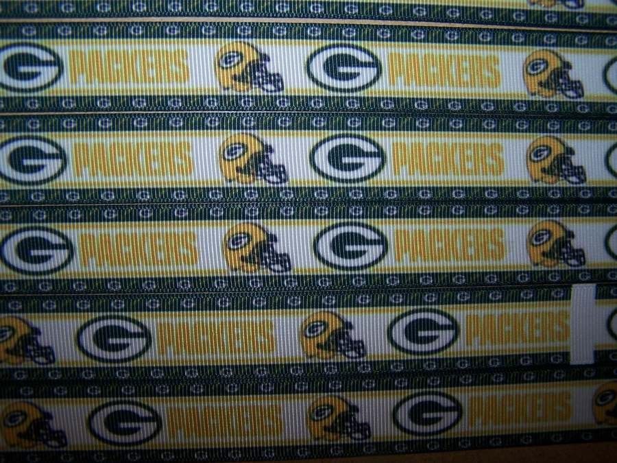 Grosgrain Ribbon one yard 7/8 Green Bay Packers NFL print scrapbook 