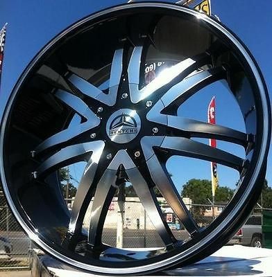 24 INCH WHEELS AND TIRES B14 BLACK YUKON 2007 2008 2009 2010 2011 2012