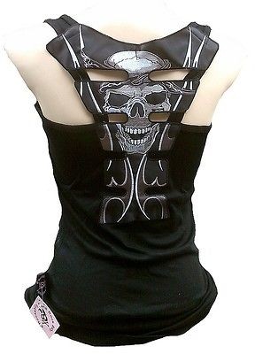 Rockabilly Punk Rock Baby RIP SKULL Sexy Emo Tattoo Ink TANK TOP 