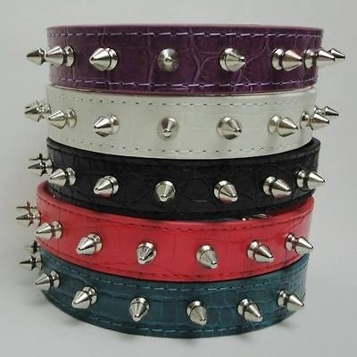   Pet Cat Puppy Dog PU Leather Row Spiked Cute Collar Size XS S M L New