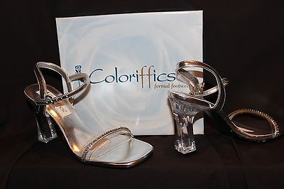 NIB Size 7.5 Coloriffics Andrea Vinyl/rhinestone high heel pageant 