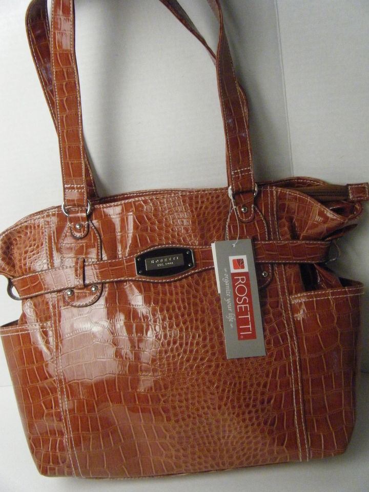 LADIES WOMENS LARGE BROWN PURSE HANDBAG BY ROSETTI SNAKE PRINT NEW 