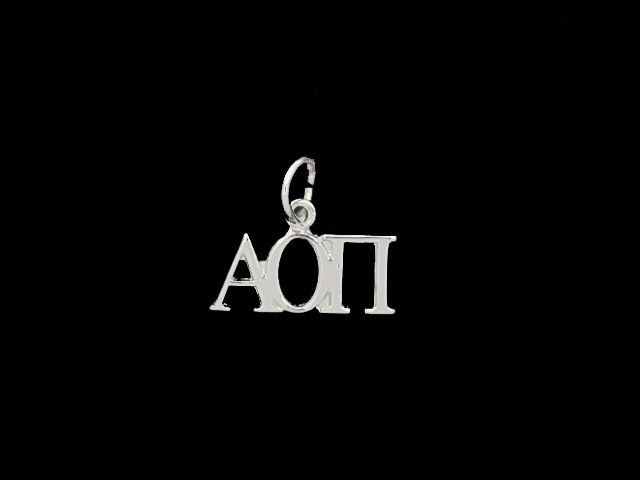 ALPHA OMICRON PI Greek Sorority Lavalier Charm Pendant Silver Plated 