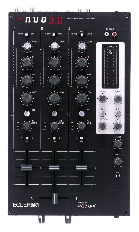 Ecler NUO 3.0 Professional 3 Channel DJ Mixer w/ 3 band EQ and XLR