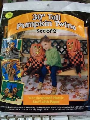 30 TALL PUMPKIN TWINS HALLOWEEN LEAF BAGS SET OF 2 NEW