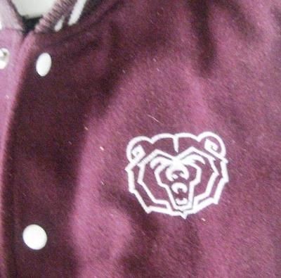 Large Missouri State Varsity Letterman Jacket Maroon & White Wool 