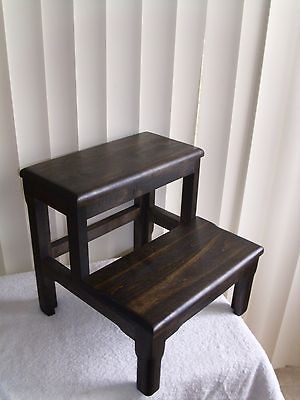 Solid Alder Bed Step Stool Ebony Wooden wood