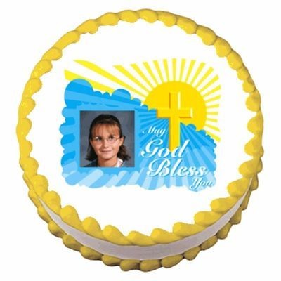 God Bless Cross Photo Image ~ Edible Image Icing Cake Topper ~ LOOK