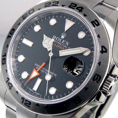 UNWORN MENS 42 mm ROLEX STEEL EXPLORER II BLACK DIAL 216570