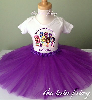 Strawberry shortcake Birthday outfit purple tutu Cherry jam t shirt 