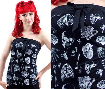 Xray Parts Strapless Ribs Heart Tube Top Roller Derby Gothic Punk