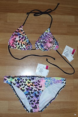   animal leopard S black pink top bottom summer reversible bikini