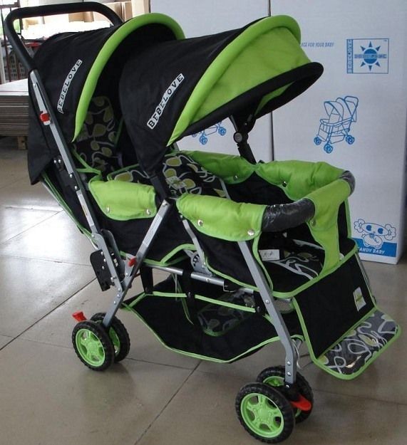 DOUBLE Stroller Baby Strollers GREEN BEBELOVE 2 Seats Multiple Multi 