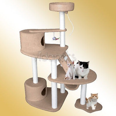   Brown Spacious Cat Tree Play House 2 Condo Furniture Scratch Deluxe