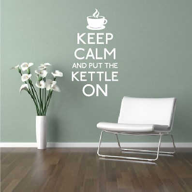   STICKER DECAL MURAL TEXT QUOTE KEEP CALM AND PUT THE KETTLE ON 3 SIZES