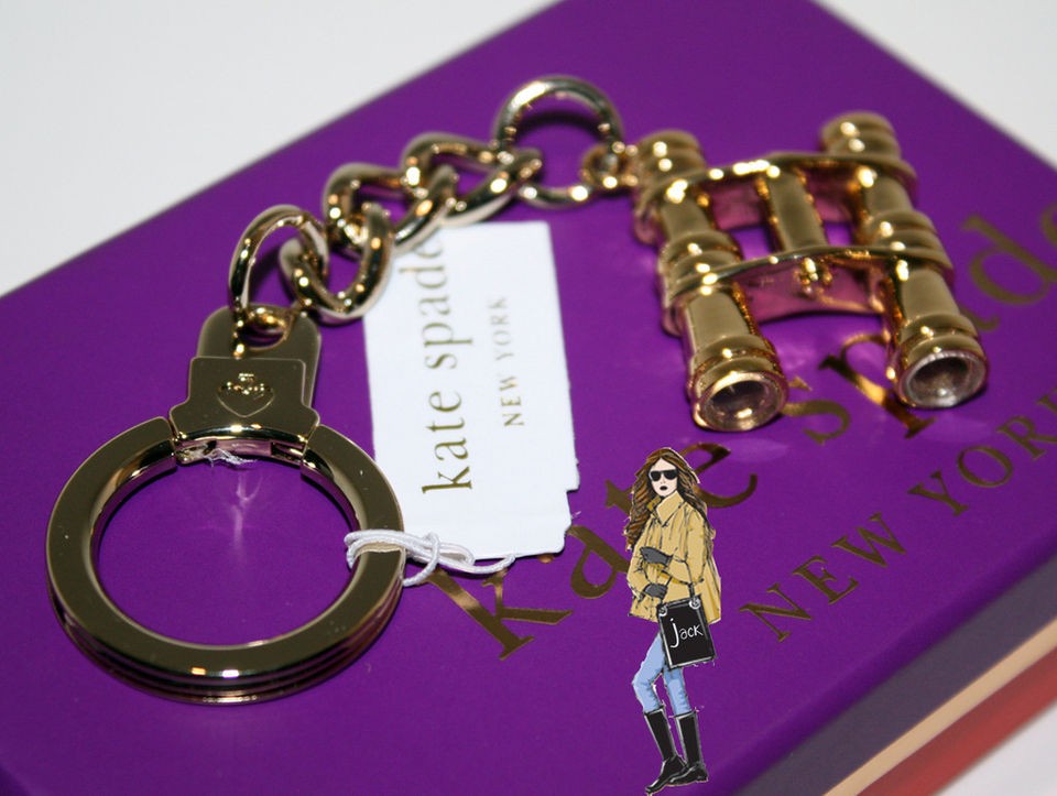 NWT Kate Spade Goldtone Binoculars Key Chain/Key Fob