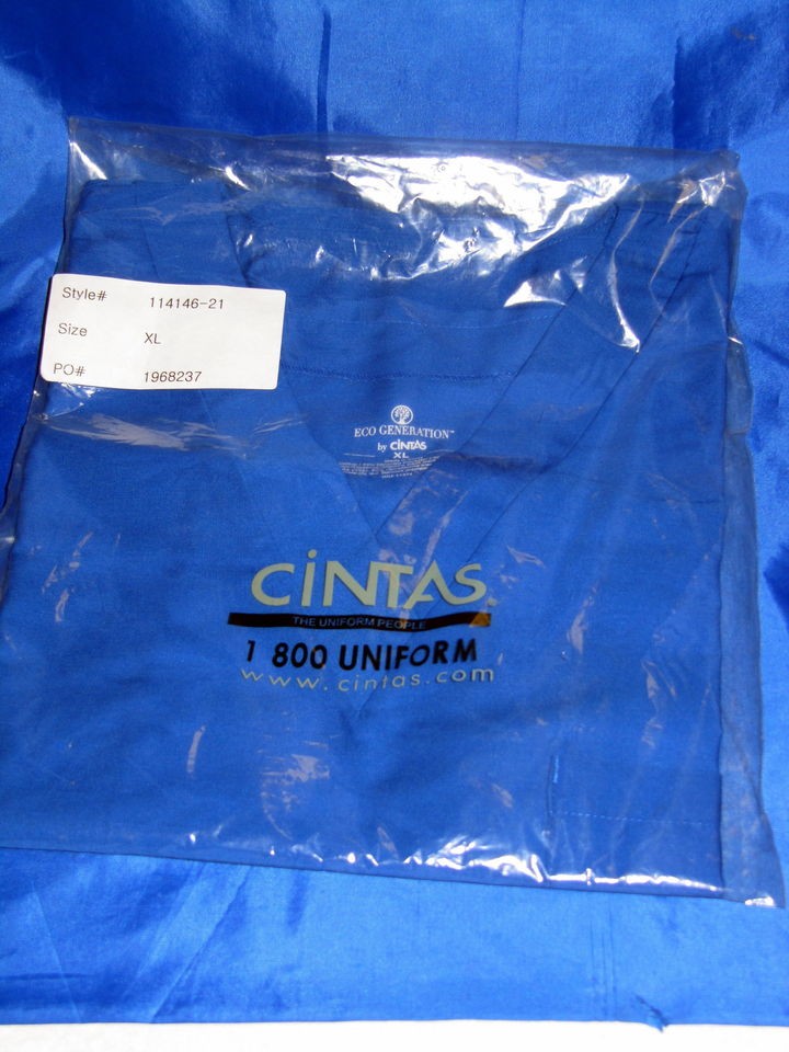 CINTAS ECO GENERATION V Neck ROYAL BLUE Scrub Top Size XL NEW IN 