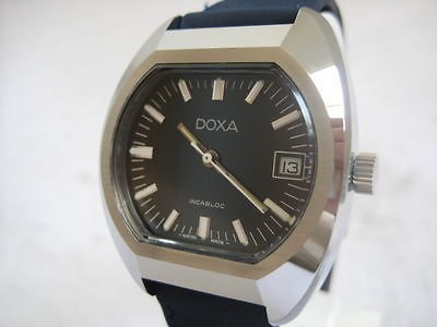 NOS NEW SWISS ST STEEL AUTO ANTIMAGNET DATE DOXA WATCH