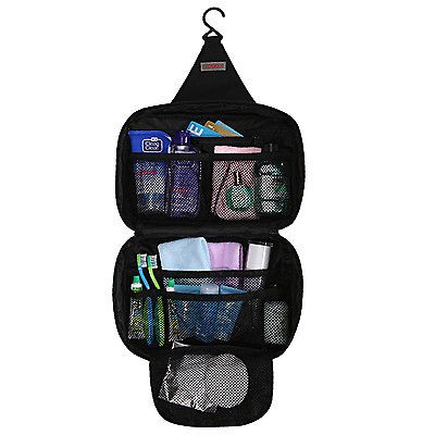   NEW Mens Black Travel Hanging Toiletry Kit Cosmetic Bag Organizer Case