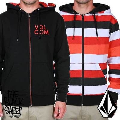 VOLCOM STENCIL REVERSIBLE ZIP UP HOODIE BLACK NEW UNISEX SKATE